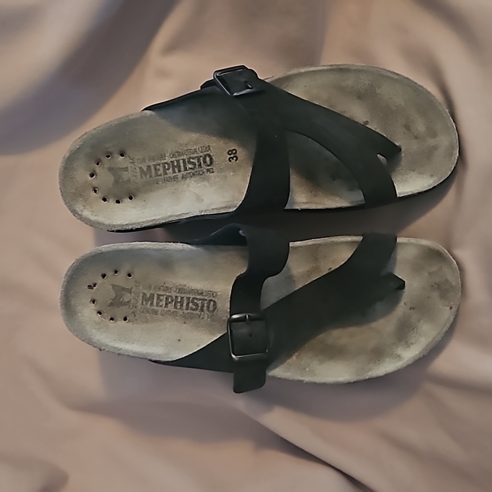 Mephisto Air Relax Toe Loop Sandals - Size 38 - Cork Footbed with Reflex Area - Picture 2 of 7
